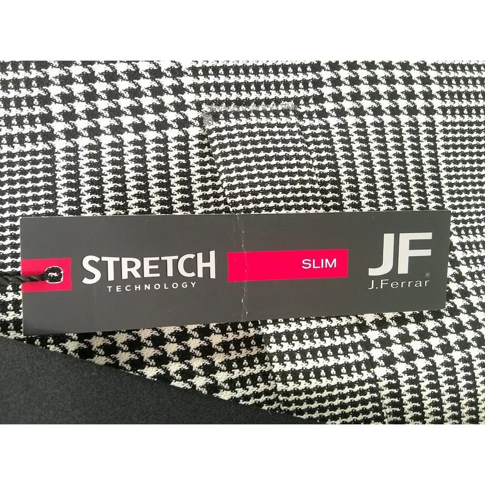 Mens JF Ferrar Black Plaid Stretch Suit Jacket Blazer Small 34-36 Slim New